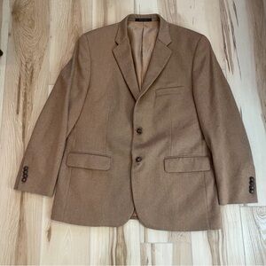 Tasso Elba Camel Hair Sport Coat Blazer Tan  Mens 44R Lanificio Campore Italy